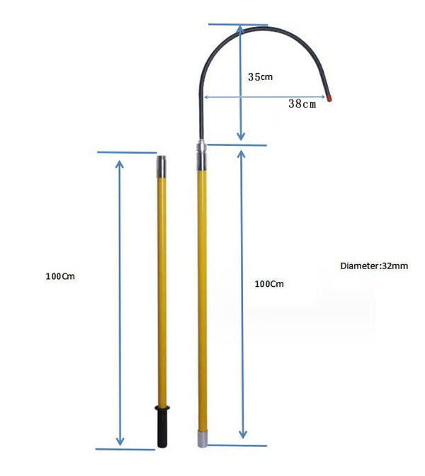 Electrical Insulated Rescue Hook High Voltage Fiberglass General Safety  2m