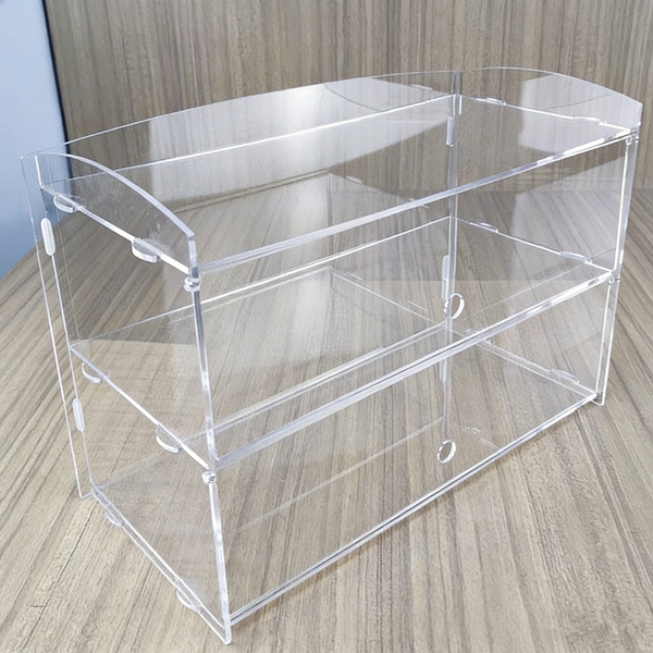 2/3 Tier Acrylic Display Case for Collectibles Figures Cupcake Dustproof Cabinet