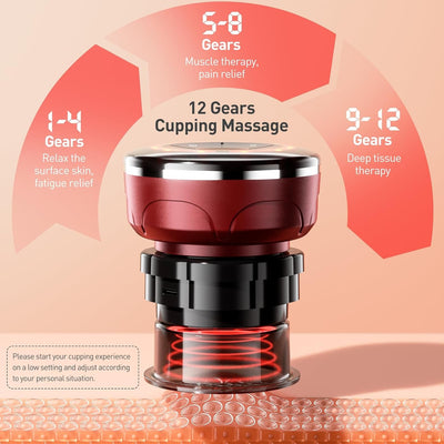 Electric Cupping Therapy Smart Scraping Massager Set 8 Massage Cups Red Light