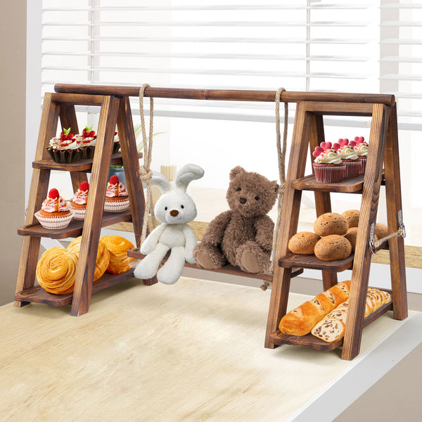 3 Tier Cupcake Stand Wooden Foldable Cake Stand with Removable Trays for Party