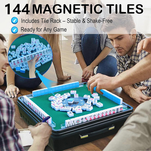 Automatic Mahjong Table Portable Mahjong Table 144 Magnetic Tiles Outdoor & Home