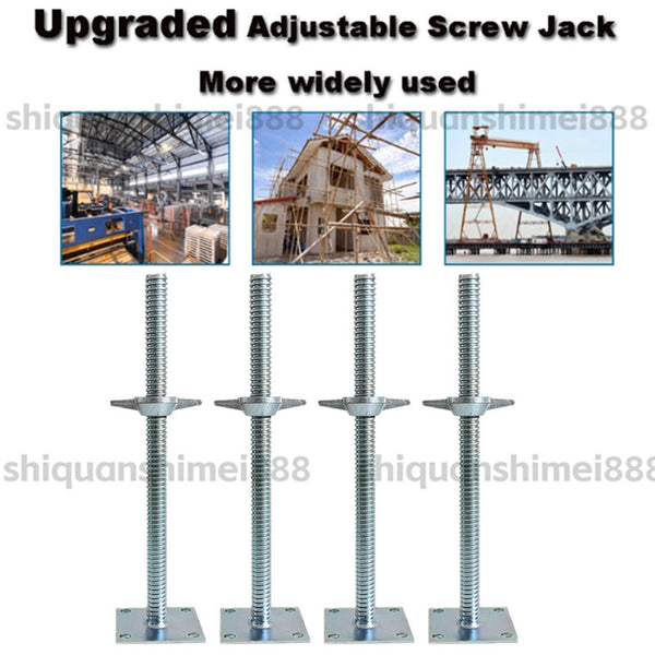 4 Pcs Scaffolding Adjustable Leveling Jack Steel Screw Large Bearing Capacity