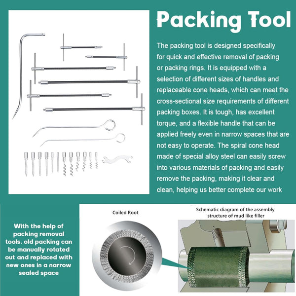23pcs Packing Extractor Pump Packing Puller Set Stainless Steel Packing Tool Set