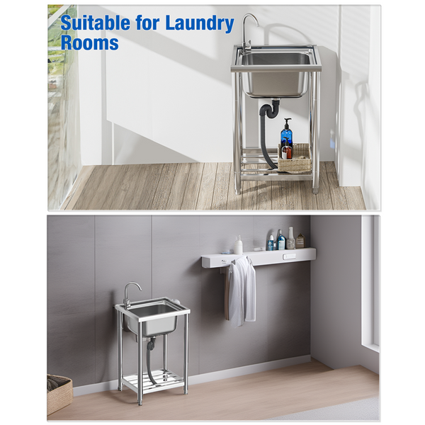 Utility Sink Free Standing Single Bowl Kitchen Sink Stainless Steel Sink AU