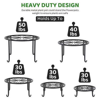 5 Pack Plant Stand Heavy Duty Outdoor Indoor Flower Pots Holder Metal 5 Sizes AU