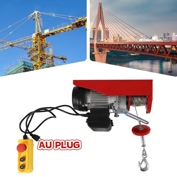 800kg Electric Hoist Winch 10m/min Electric Lift with Remote Control  Rope Tool