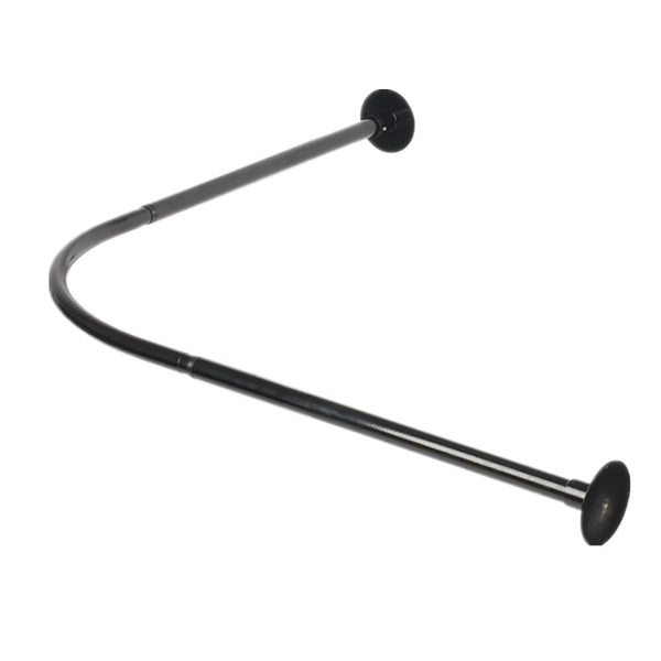 SUS304 Curved Shower Curtain Rod Black Stainless Steel 90-130cm Extendable AU