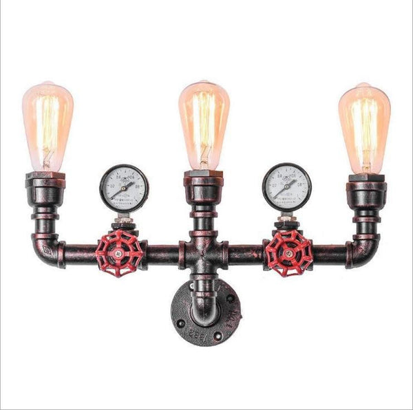 Vintage Water Pipe Lamp 3-Head Steampunk Wall Fixture Home Decro Xmas Gifts AU