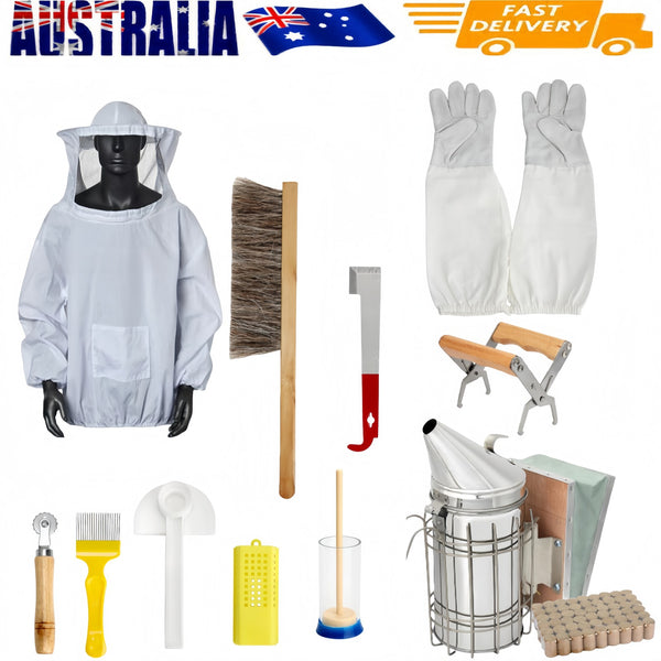 12pcs Beekeeping Equipment Beekeeper Suit Protective Tools with Gloves Beekeeper