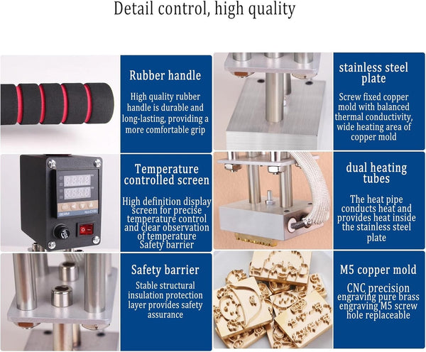 Handheld Hot Stamping Machine Heat Press Digital Leather Logo Foil Stamp 5*7CM