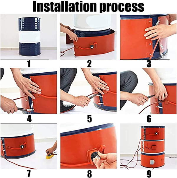 Electric Oil Drum Silicone Heating Belt Band Drum Heater Gas Tank Metal Barrel