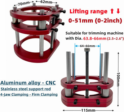 Aluminum Alloy Router Lift Table Router Lifts Base for 64-66mm Diameter Motors