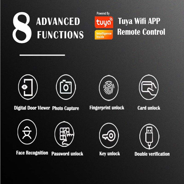 Smart Door Lock Video Voice Intercom Camera Fingerprint Unlock with 14 languages