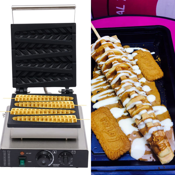 Commercial Waffle Maker 4Pcs Lolly Waffle 1750W Non-Stick Plate Waffle Baker AU