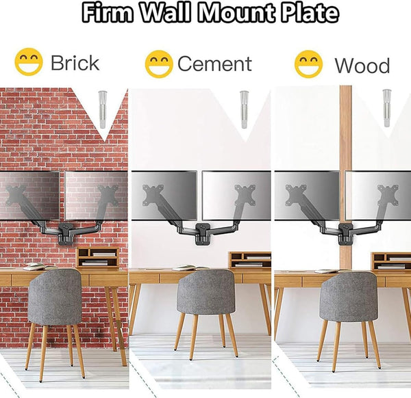 Double Monitor Arm Fully Adjustable Dual Monitor Wall Mount For 13''to32" Screen