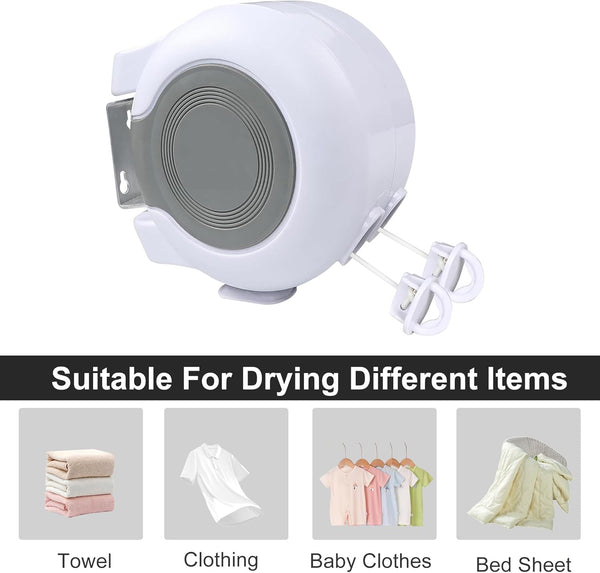 Double Retractable Washing Lines Heavy Duty Clothes Line Indoor Outdoor 30M Long
