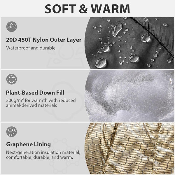 Outdoor Mummy Sleeping Bag Camping Hiking Thermal Warm w/ Compression Stuff