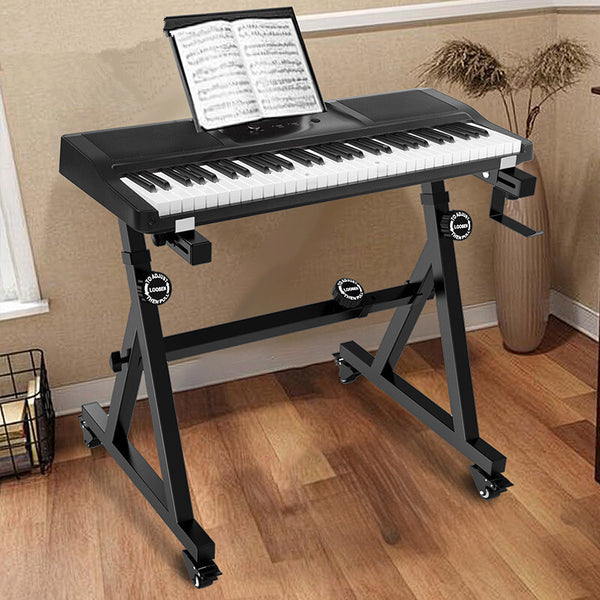 Piano Keyboard Stand Adjustable Folding Set Z Style Keyboard Stand with Wheels