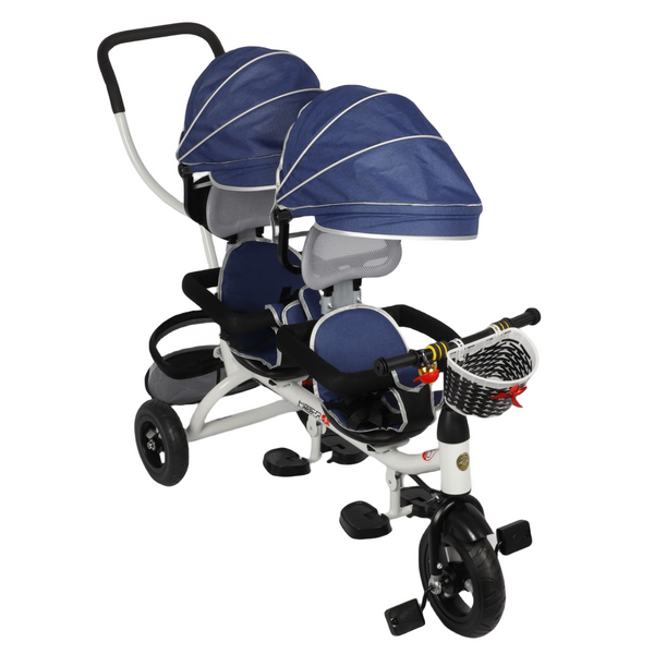 Twins Stroller Pram Tricycle Baby Double Seat Tandem Kids Toddler Ride-On Toy