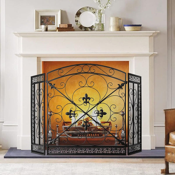 Retro Fire Screen Fireplace Gate Decor Fireguards Mesh Cover Hireplace Partition