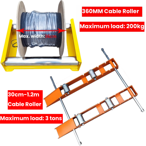 Adjustable Cable Roller Stand 1m*90cm Steel Base W/ 1000KG Heavy-Duty Capacity