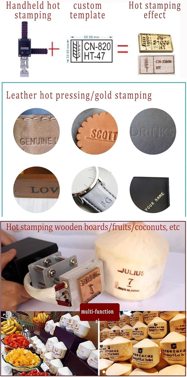 Handheld Hot Stamping Machine Heat Press Digital Leather Logo Foil Stamp 5*7CM