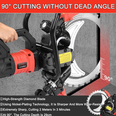 29cm Concrete Cutting Ring Saw HF Concrete Cut Off w/2 Blades&Water Pump 3000RPM