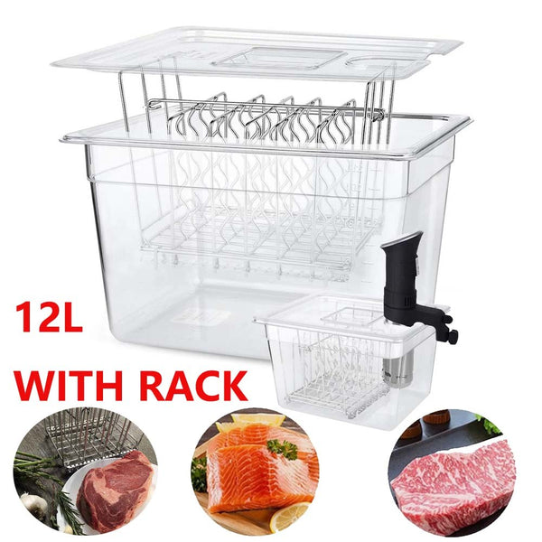 Sous Vide Container  12L Sous Vide Rack with Lid & Rack - BPA Free Complete Sous
