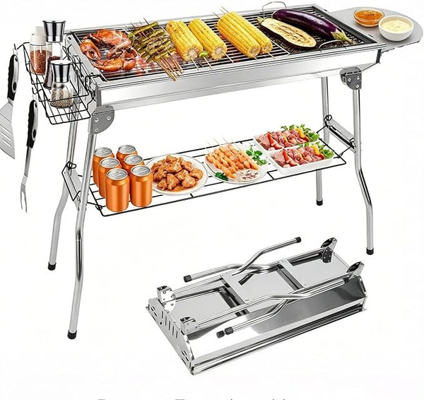 Outdoor Stainless Steel Charcoal Grill Barbecue Tool Folding Cooking Stove