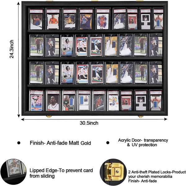 Lockable Trading Card Collector Graded Sports Card Display Frame UV Protection