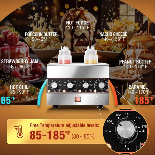 4Bottles Electric Sauce Warmer Dispenser Caramel Chocolate Sauce Melting Machine