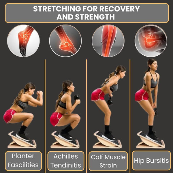 Non-Slip Wooden Slant Board Incline Balance Board Calf Stretcher Gym Exercise