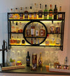 3-Tier Metal Wine Rack with LED Light Wine Bottle Shelf For Home Bar Display AU