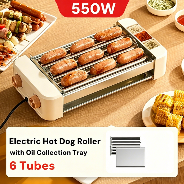 Hot Dog Roller Grill Sausage Roller 6 Rollers Stainless Steel Camping BBQ Home
