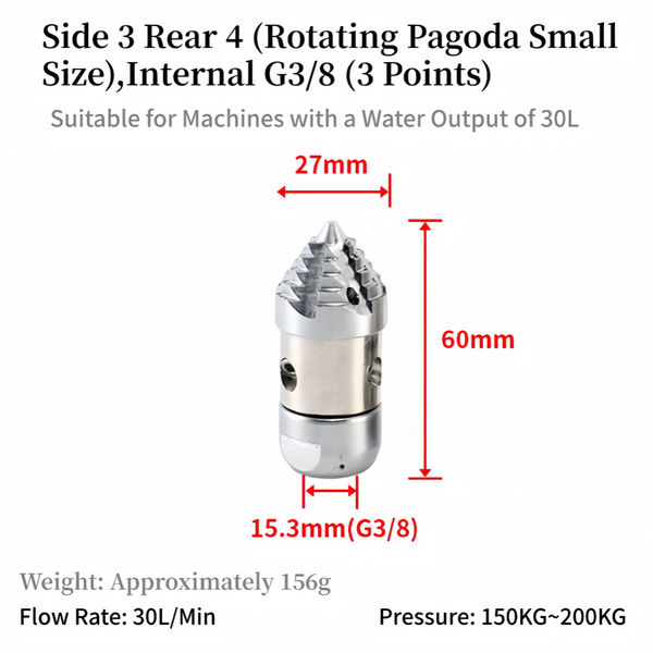 High Pressure Jetter Drain Nozzle 30/40 L/min Sewer Jetter Rotating Nozzle