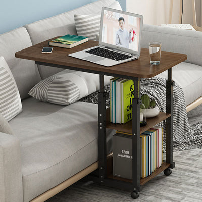 Overbed Bedside Table with Rolling Wheels Adjustable Laptop Desk Home Bed Tray