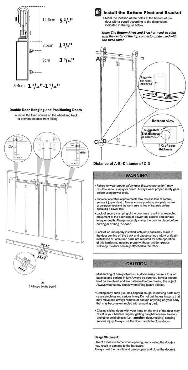 6FT Barn Door Hardware Closet Track Kit 4 Door Gear Set 150kg Barn Door Track