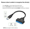 USB3.0 to SATA 2.5" Hard Drive HDD SSD Adapter Converter USB SATA Cable External