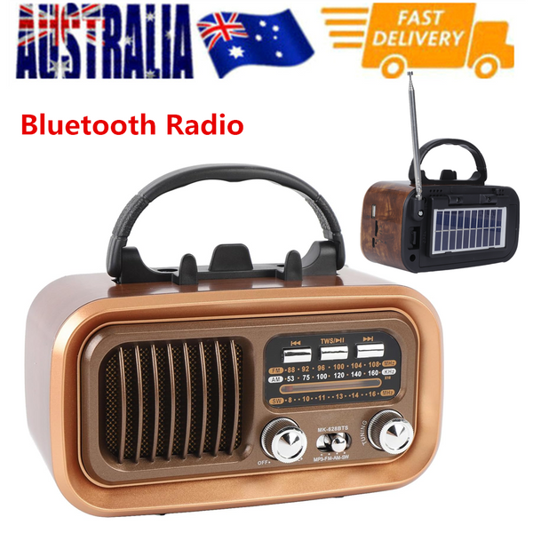 Retro Vintage Radio with Bluetooth Speaker Portable AM FM SW Radio Solar Powered