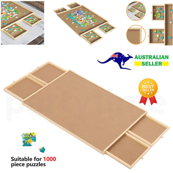 4-Drawer Puzzle Table Board 1000Pcs Wooden Puzzle Organizer Promote Parenthood