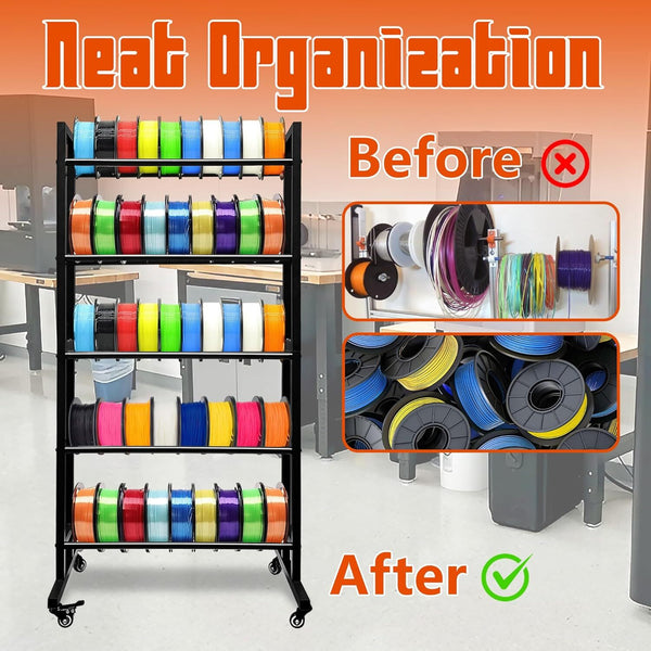 3D Printer Filament Storage Rack Spool Holder 5-Tier Rolling Storage Shelves