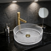 Bathroom Basin Round Glass Vanity Basin Above Counter Transparent Hand Wash Bowl