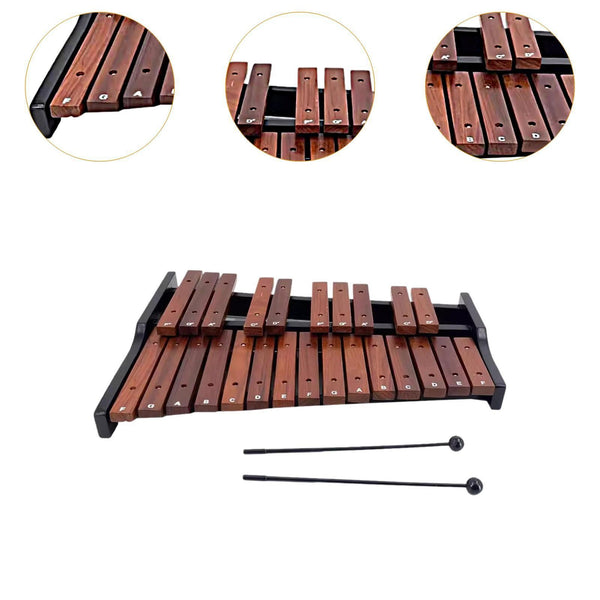 25 Note Xylophone Professional Wooden Glockenspiel Xylophone with Pair Mallet
