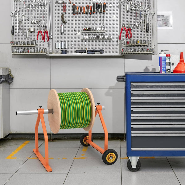 Metal Wire Spool Rack Cable Rack with Wheels, Wire Spool Holder for Wire Spools