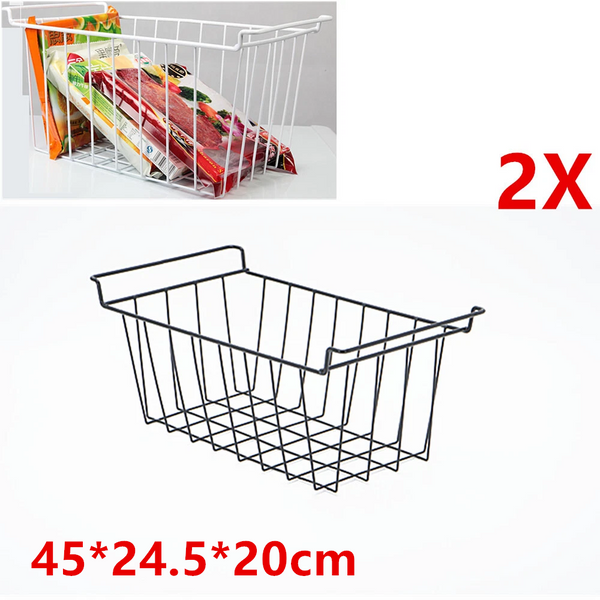 2X Freezer Organizer Bins Stackable Deep Freezer Organizer Bins W/ Handle AU