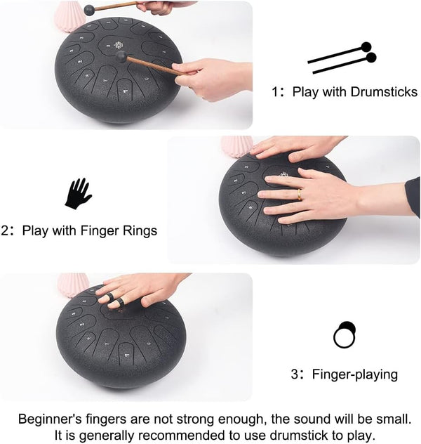 Rain Drum Steel Tongue Drum 12inch 15 Notes Musical Instruments Handpan Drum