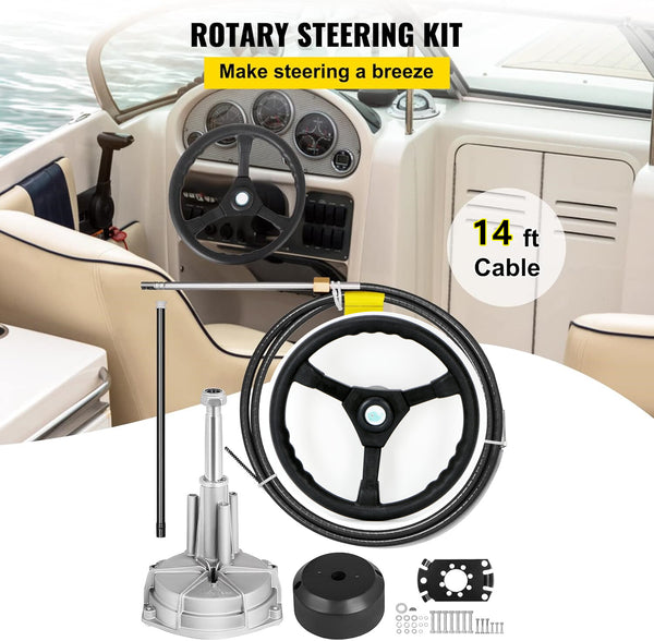 14FT Boat Steering Kit 3/4" Standard Tapered Shaft for Yachts Fishing Boats