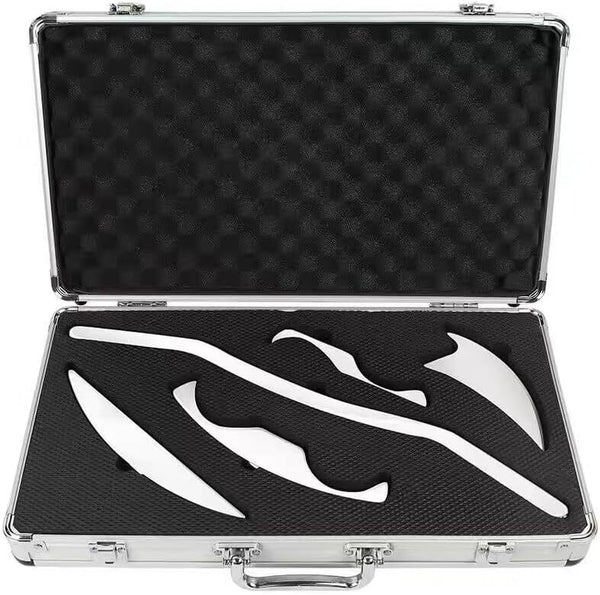5pcs Gua Sha Scraping Massage Tool Stainless Steel Body Scraper with Storage Box