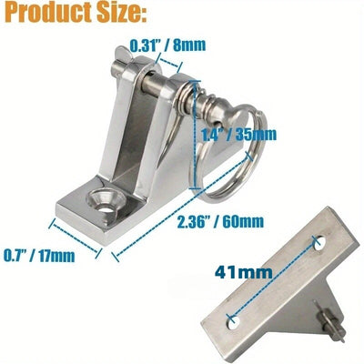 4Pcs 316 Stainless Steel Top Deck Hinge with Pin & Ring for Marine Boat Bimini