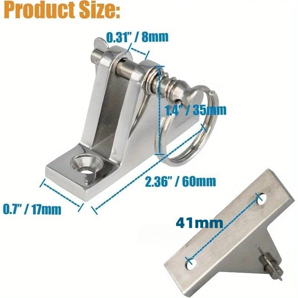 4Pcs 316 Stainless Steel Top Deck Hinge with Pin & Ring for Marine Boat Bimini